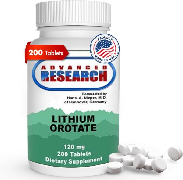 Version 1.0.0 Frasco de Lithium Orotate 120 mg, 200 tabletas