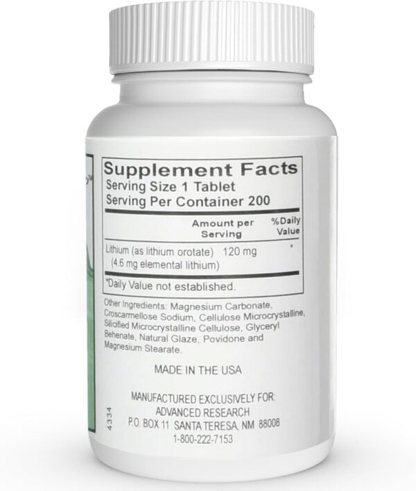 Version 1.0.0 Etiqueta trasera Lithium Orotate