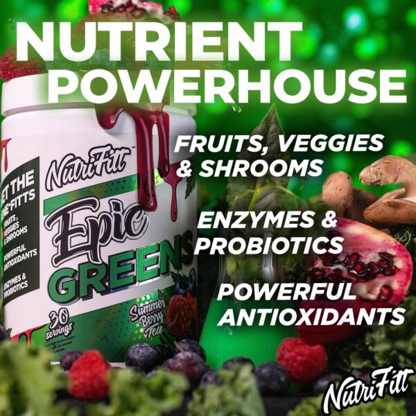 Frasco y polvo de Nutrifitt Epic Greens