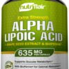 Frasco de NutriFlair Alpha Lipoic Acid 600 mg con etiqueta