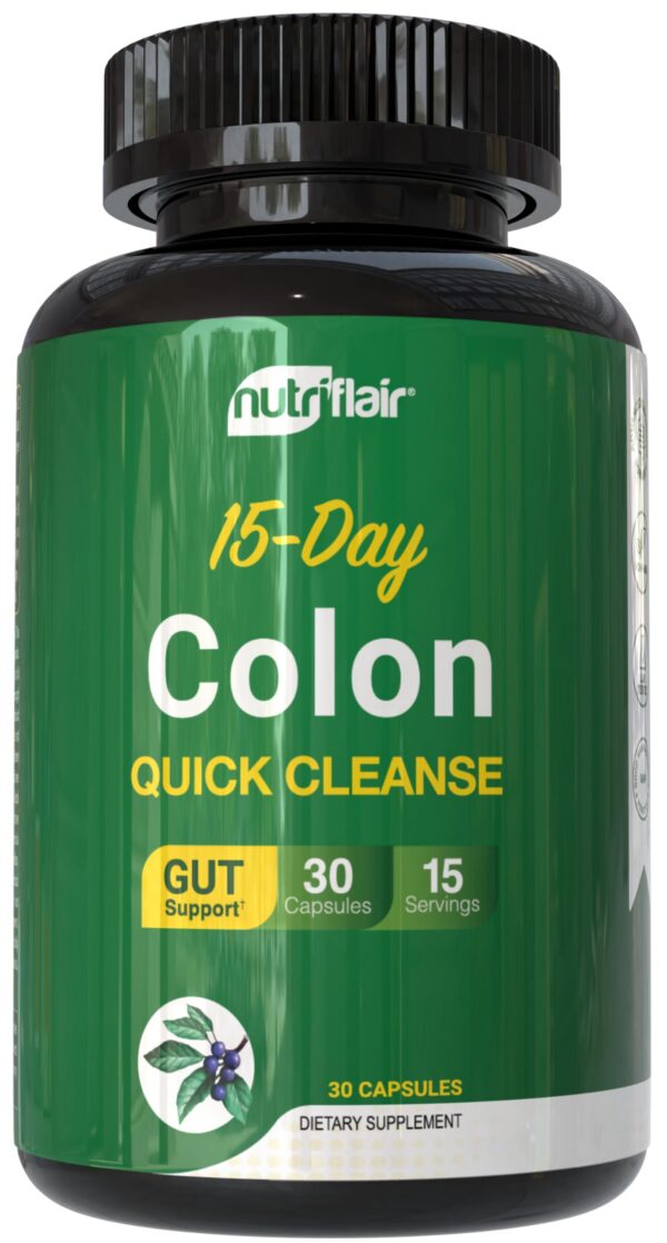 Frasco NutriFlair Colon Cleanse cápsulas detox 30 unidades