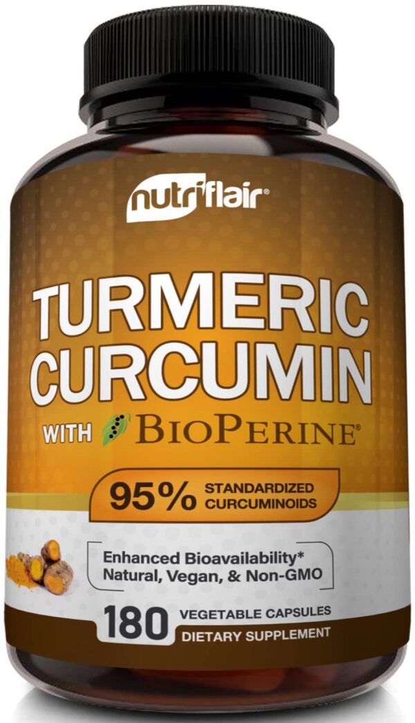 Version 1.0.0 Frasco NutriFlair Turmeric Curcumin 1300mg 180 cápsulas suplementario