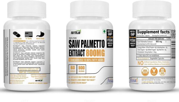 NutriJa Saw Palmetto suplemento para salud prostática 120 cápsulas