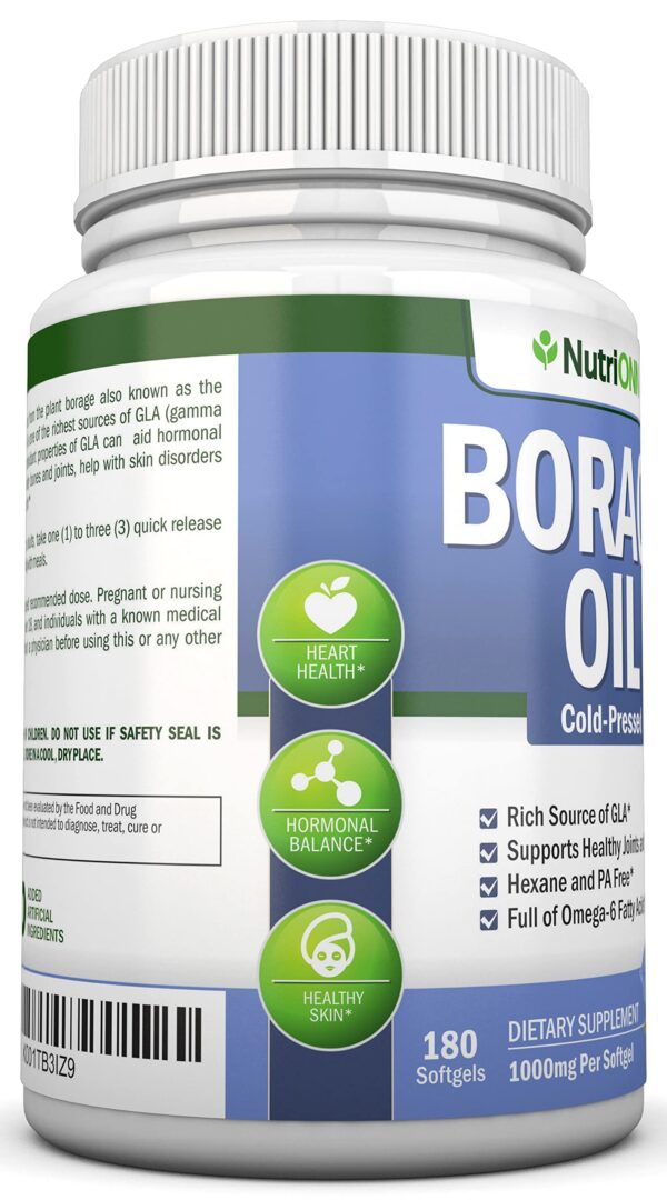 Etiqueta lateral de NutriONN Borage Oil