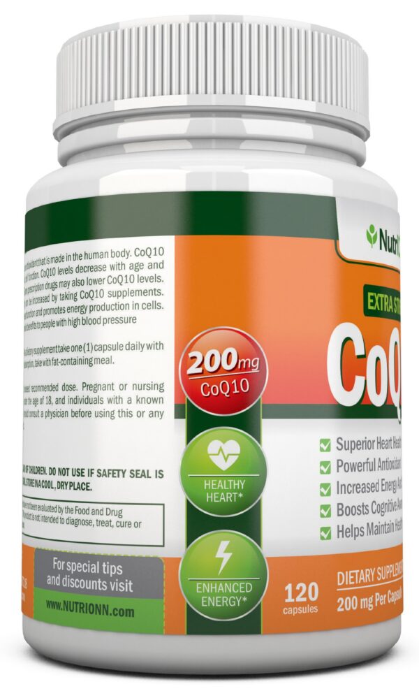 Version 1.0.0 NutriONN cápsulas CoQ10 200mg vistas blancas