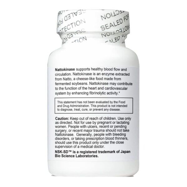 Etiqueta lateral del frasco Nattokinase