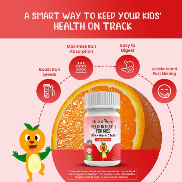 Tabletas masticables de hierro para niños detalle