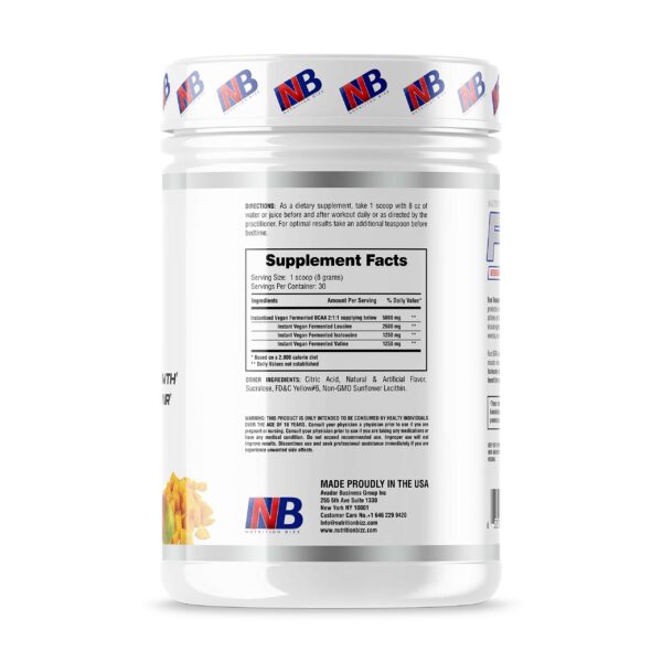 Muestra de polvo BCAA color naranja