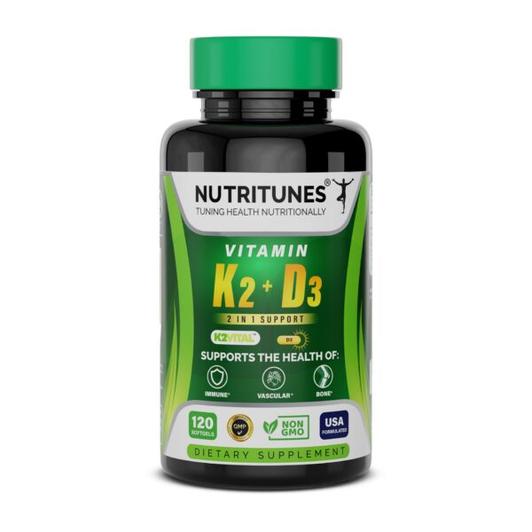 Nutritunes D3 K2 frasco con etiqueta frontal
