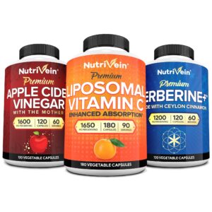Nutrivein Berberina HCL, Vitamina C liposomal - etiqueta frontal