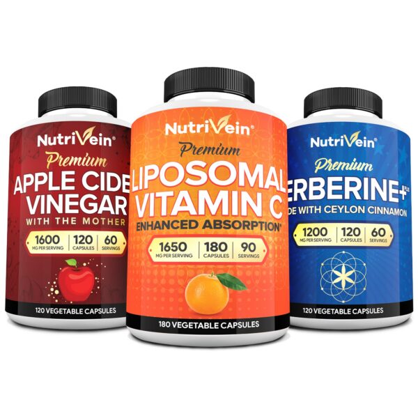 Nutrivein Berberina HCL, Vitamina C liposomal - etiqueta frontal