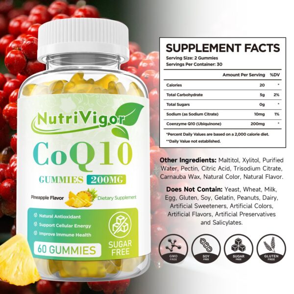 Detalle de la etiqueta NutriVigor CoQ10 Gomitas
