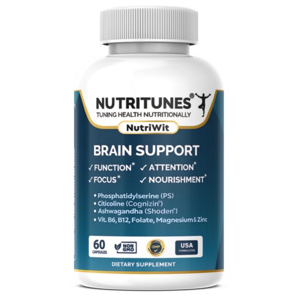 Version 1.0.0 Frasco suplemento NutriWit para salud cerebral sin gluten ni OGM