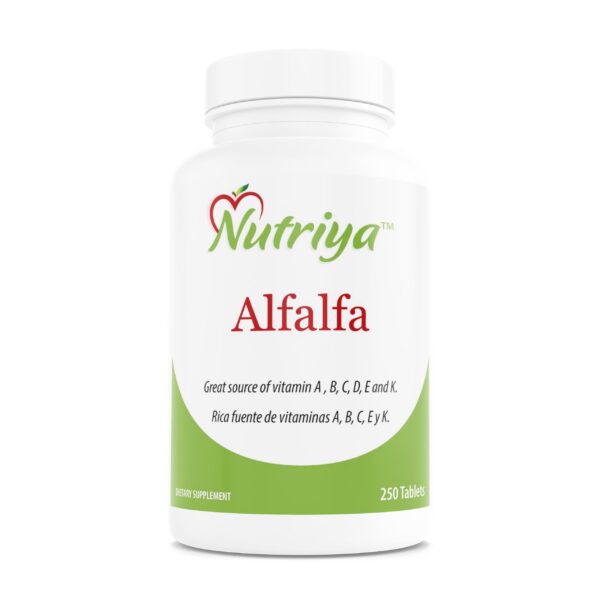 Paquete de alfalfa Nutriya 250 tabletas superalimento verde
