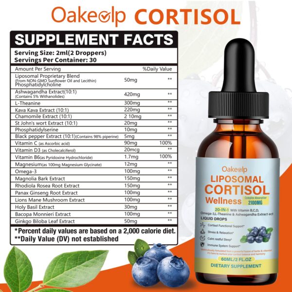 Frasco con etiqueta cortisol liposomales