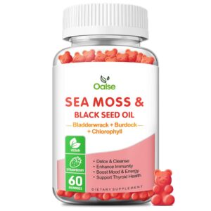 Frasco de gomitas Sea Moss OALSE 60 gomitas rojas