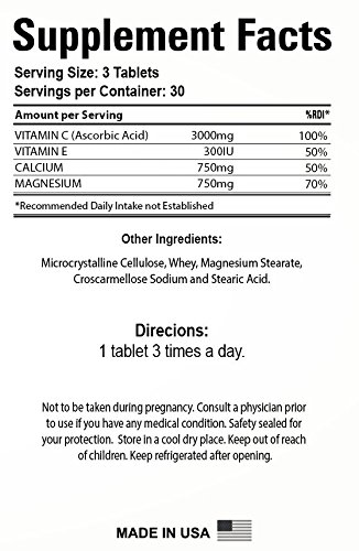 OFV vitamina c suplemento esencial tabletas vista frontal
