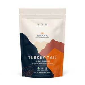 Version 1.0.0 Ohana Turkey Tail polvo de hongos orgánico en bolsa