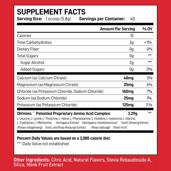 Etiqueta Oh!mino aminoácidos esenciales
