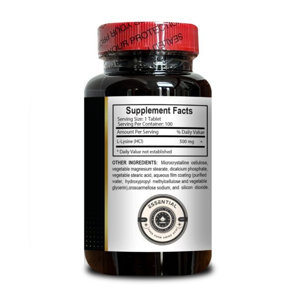 Frasco de vidrio con lisina 500 mg