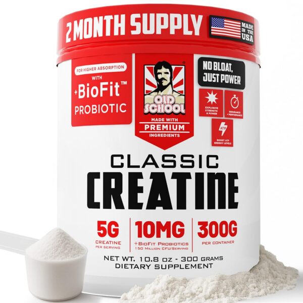 Frasco de Old School Labs Creatine con BioFit Probiotic