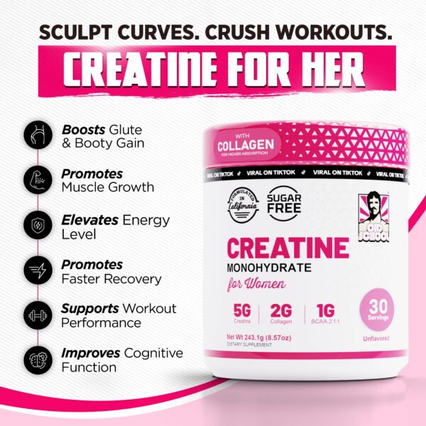 Version 1.0.0 Etiqueta frontal del producto Creatina para Mujeres