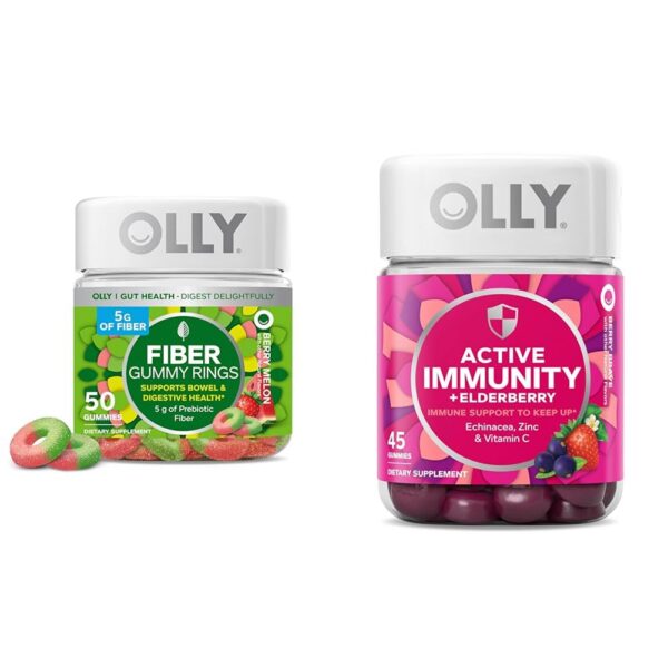 OLLY Fiber Gummy Rings aros gomosos fibrosos sabor berry y melón