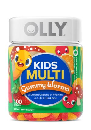 Frasco de OLLY Kids Multivitamin Gummy Worms frontal