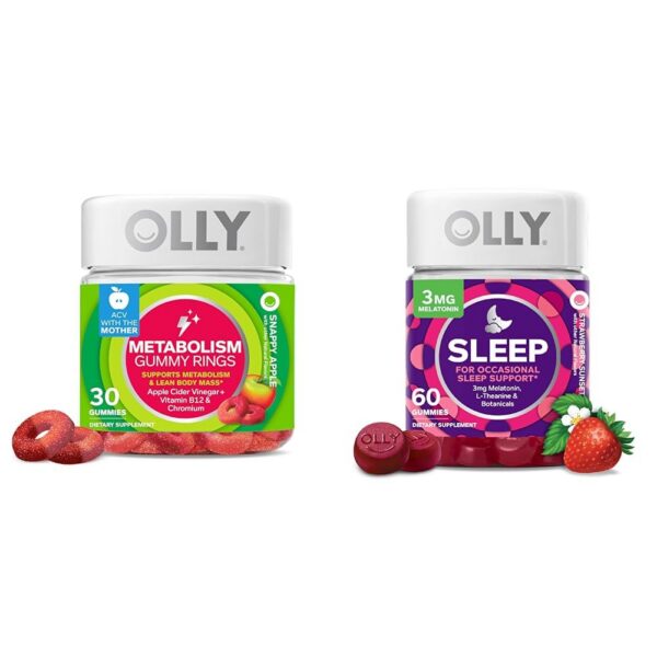 Paquete OLLY Metabolismo y Sueño con gominolas sabor manzana y fresa