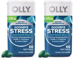 Paquete de OLLY Ultra Strength Goodbye Stress softgels azul