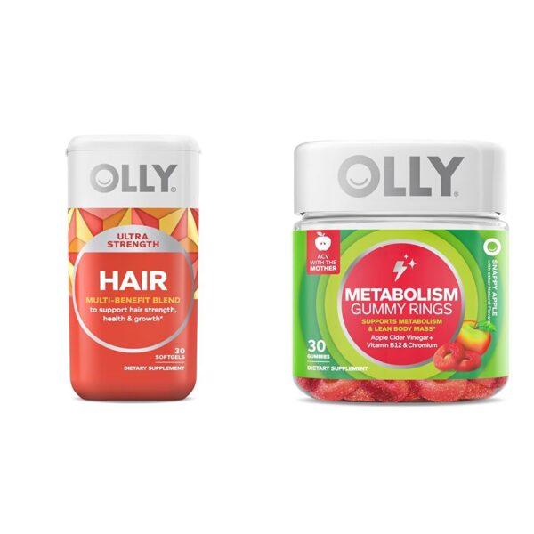 Frente de la botella OLLY Ultra Strength Hair Softgels