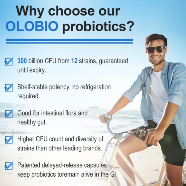 Etiqueta frontal de suplemento OLOBIO probiótico 12 cepas