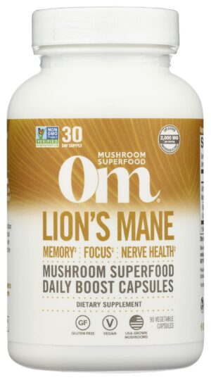 Cápsulas Om Mushroom Melena de León suplemento nootrópico 90 cápsulas