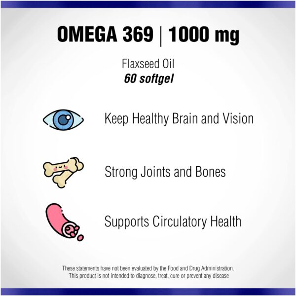 Etiqueta de producto y frasco Omega 369