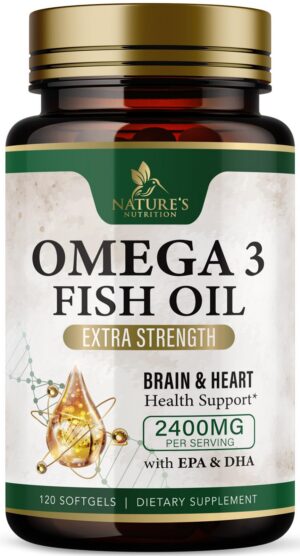 Omega-3 aceite de pescado 2400 mg etiqueta frontal