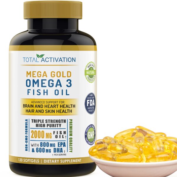 Cápsulas blandas Omega-3 con EPA y DHA frente a fondo blanco