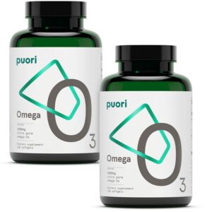 Frasco Puori Omega 3 cápsulas blandas frente