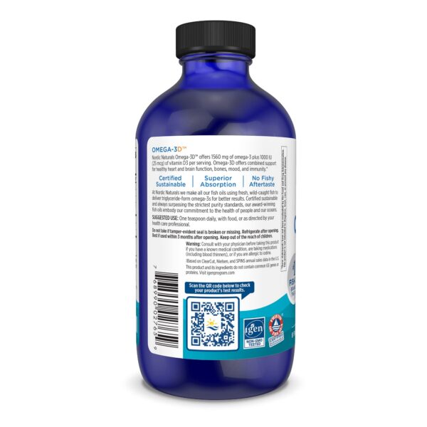 Vista frontal de etiqueta Omega-3D