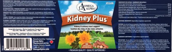 Cápsulas dentro del frasco Omega Alpha Kidney Plus