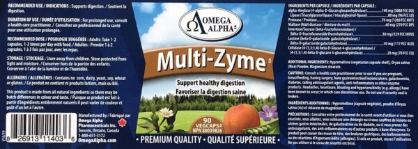 Cápsulas vegetales Omega Alpha Multi-Zyme
