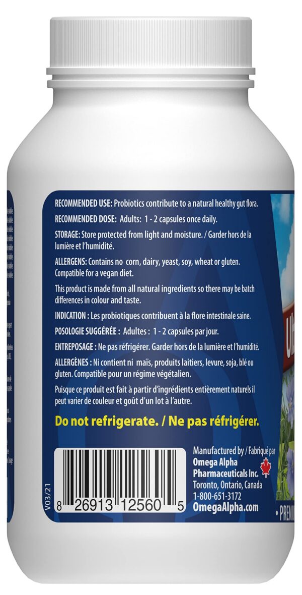 Version 1.0.0 Omega Alpha Ultra Probiotic paquete cápsulas para salud
