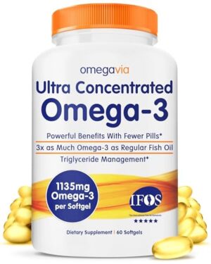 OmegaVia aceite de pescado omega-3 cápsulas blandas frasco