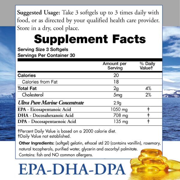 Etiqueta y caja de Omega 3 Ecostream Naturals