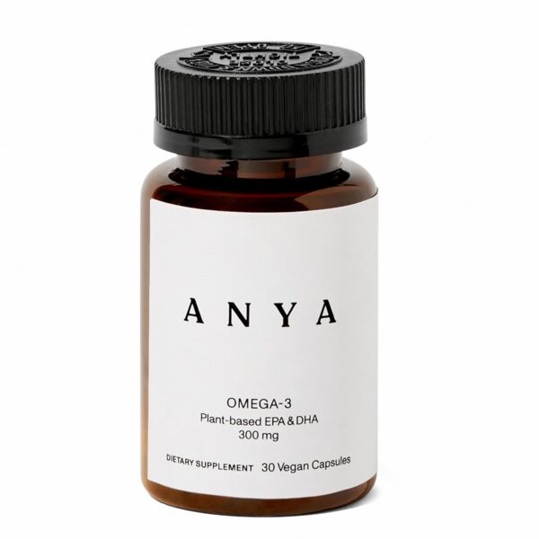 Omega-3 vegano ANYA frasco con 30 cápsulas