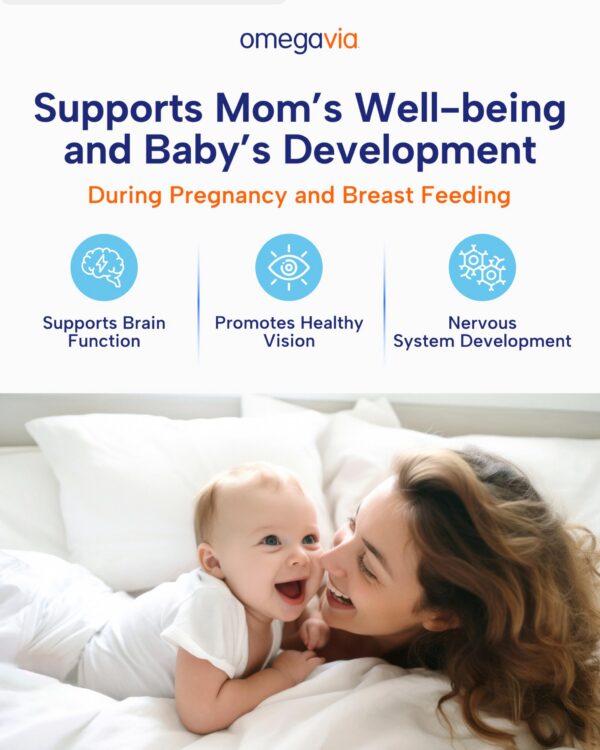 Box and bottle of OmegaVia Prenatal