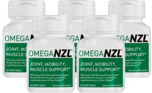 Frasco frontal de OMEGANZL Omega-3 con mejillón verde