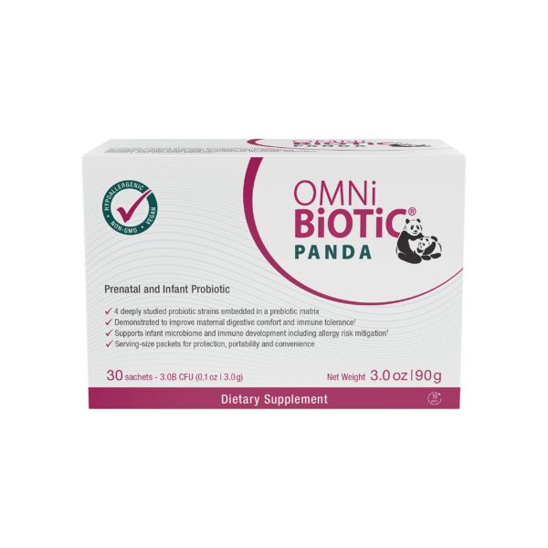 Empaque de OMNi BiOTiC Panda suplemento probiótico 30 porciones