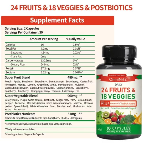 OmniNrf2 suplemento nutricional con frutas y verduras