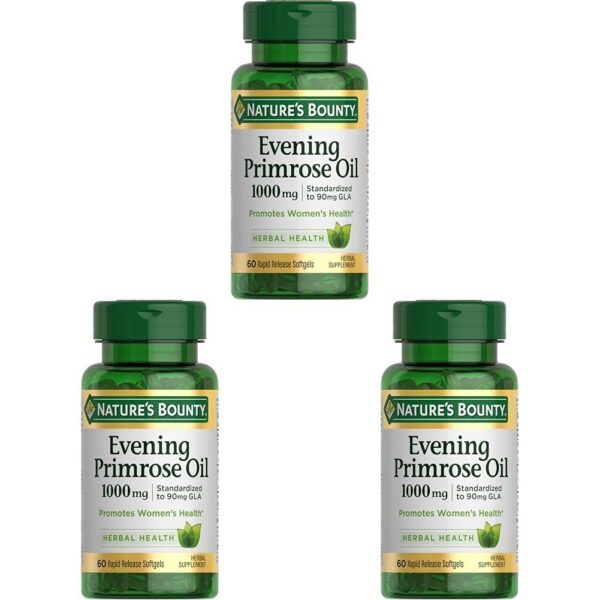 Frente del frasco de aceite de onagra Nature's Bounty