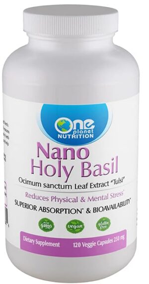 One Planet Nano Holy Basil frasco de 120 cápsulas veganas